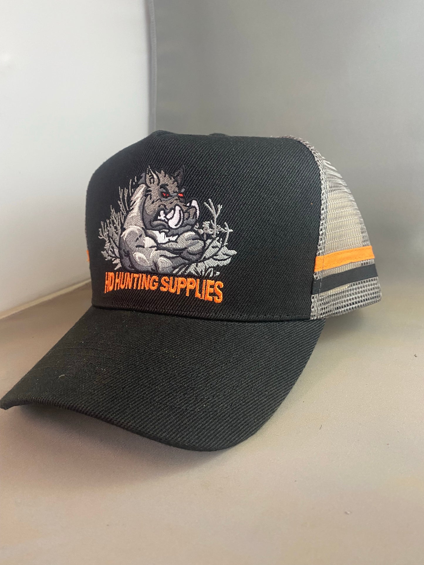 TRUCKER CAP- BLACK & ORANGE